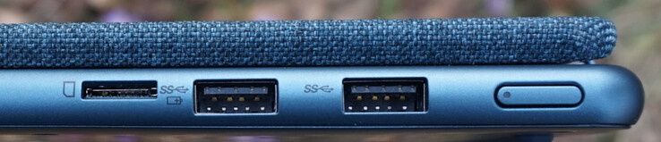 右边的连接：microSD插槽，2个USB-A（5Gbit/s）。