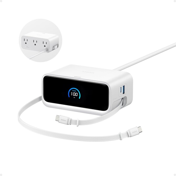 白色 Anker Nano 充电站（7 合 1，100 瓦）（图片来源：Anker）