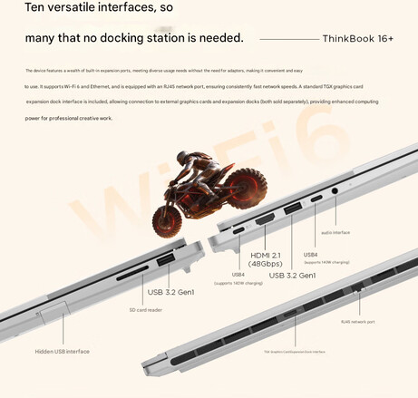 笔记本电脑的端口选择(图片来源:Lenovo - 机器翻译)