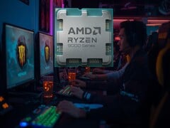 网吧中展示的 AMD Ryzen 7 9800X3D CPU（图片来源：AMD，有删改）