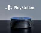 桌面上的PS5光盘上方显示着PlayStation标志