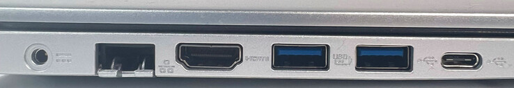 左侧：电源端口，1个千兆位LAN，2个USB 3.1 Gen1 Type-A，1个USB 3.1 Gen1 Type-C