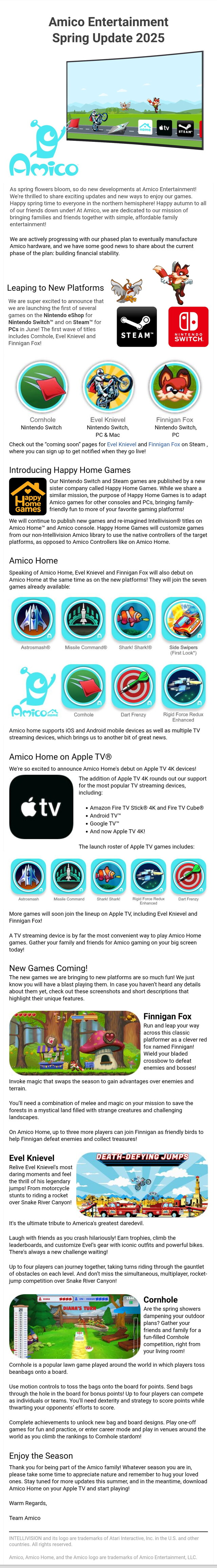 2025 年 5 月，Amico Entertainment 通过电子邮件发送的最新消息。(图片来源：Amico）