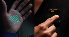 Humane Ai Pin 通过激光墨水显示屏将信息投射到物体表面。(图片来源：Humane）