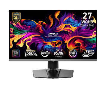 ......以及微星 MPG 272QR QD-OLED X50，分辨率为 2K（但刷新率更高达 500Hz）。(图片来源：微星）