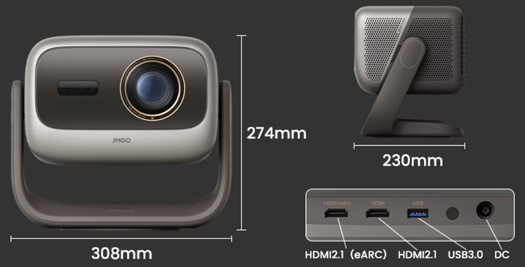 JMGO N3 Ultimate 尺寸和端口。