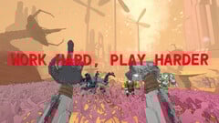 Mycopunk 截图，配以机械手和reeading work hard play harder 的文字