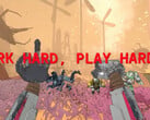 Mycopunk 截图，配以机械手和reeading work hard play harder 的文字