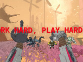 Mycopunk 截图，配以机械手和reeading work hard play harder 的文字
