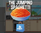 图为 PS Store 上的 "跳跳面条"（Jumping Spaghetti）铲屎官游戏（图片来源：PlayStation Store，有编辑）。