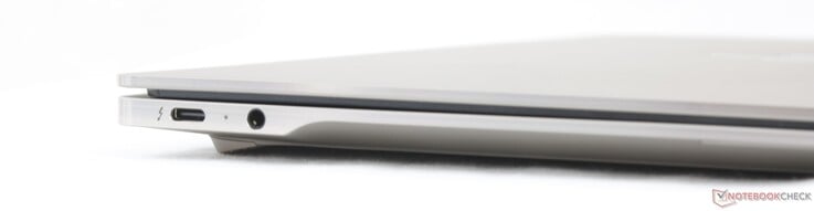 左侧：USB-C Thunderbolt 4 接口（支持 DisplayPort 2.1 及 Power Delivery 3.1），3.5 毫米耳机接口