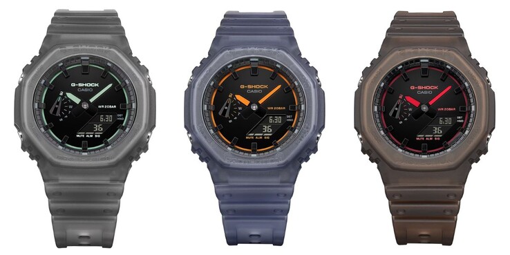 从左至右：卡西欧 G-Shock GA-2100K-1A、GA-2100K-2A 和 GA-2100K-5A 手表。(图片来源：卡西欧，经编辑）