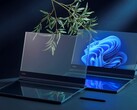 联想暗示将展示图中的设备，该设备将运行 Windows 11 操作系统。