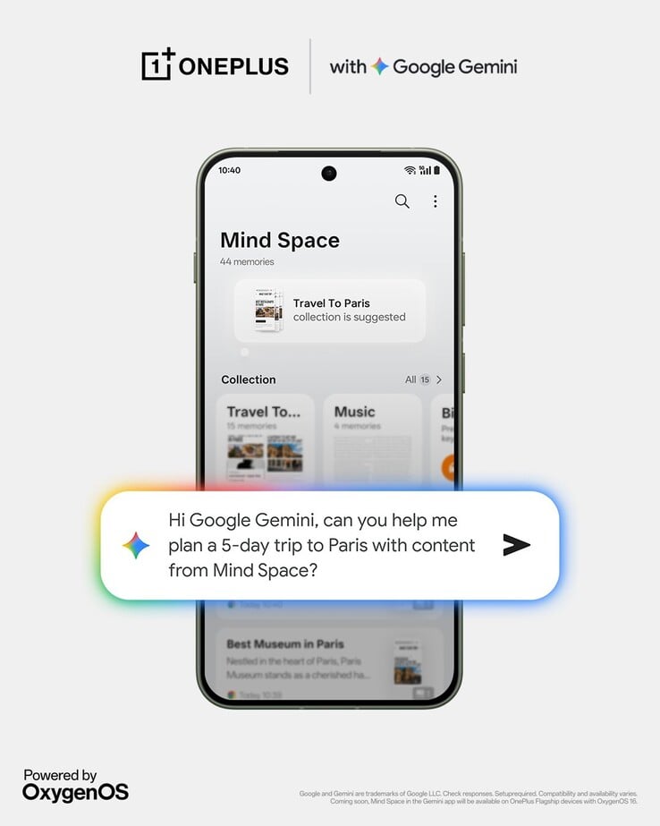 双子座整合将加入 OxygenOS 16 的心灵空间功能。(图片来源：X）