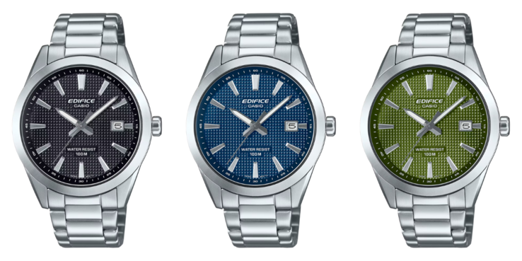 从左至右：卡西欧 Edifice EFV-160D-1AV、EFV-160D-2AV 和 EFV-160D-3AV 手表。(图片来源：卡西欧）