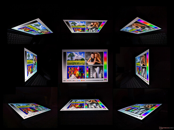 宽广的 OLED 视角。从极端角度可看到彩虹效果