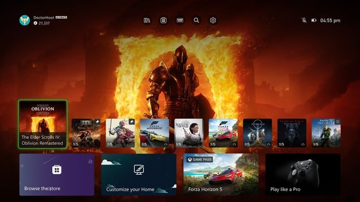 Xbox Insider 主屏幕 UI 更改（图片来源：Xbox Wire）