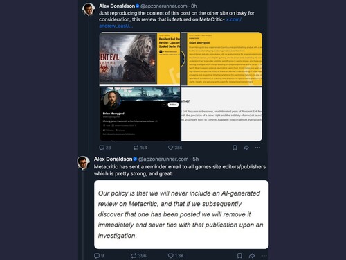 蓝天发表关于《生化危机安魂曲》人工智能评测的文章
