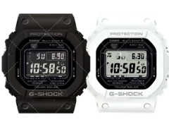 黑色卡西欧 GW-5000HS-1 和白色卡西欧 GW-5000HS-7 手表。(图片来源:Great G-Shock World - 使用 AI 放大)