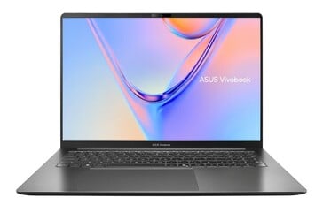 从正面展示的 Asus Vivobook S16，屏幕处于打开状态