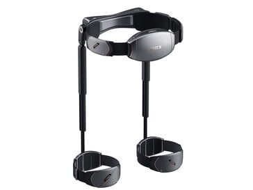 Vigx π6外骨骼在展开穿戴时，可在穿戴者重心附近提供动力，从而减少摇摆和扭曲。(从后面看）（图片来源：Vigx）