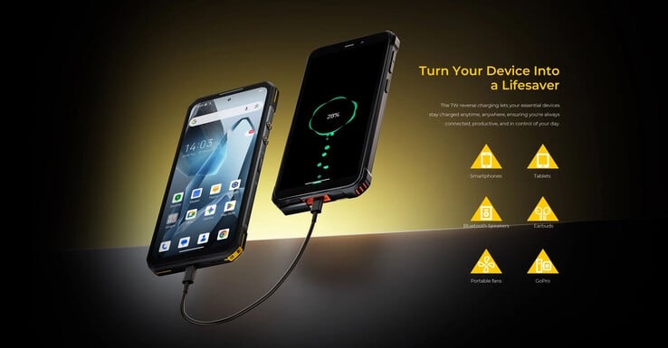 10,000 mAh 电池可为其他设备充电。(图片来源：Oukitel）