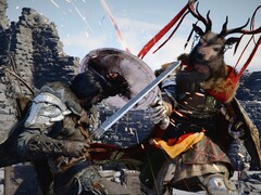 深红沙漠》主人公克里夫与游戏中的一种生物作战。