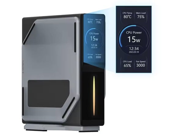 Firebat S1 mini PC 配备小型内置显示屏。(图片来源：AliExpress）