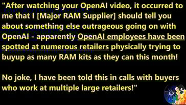 OpenAI 员工购买 DDR5 内存包。(图片来源：摩尔定律已死）