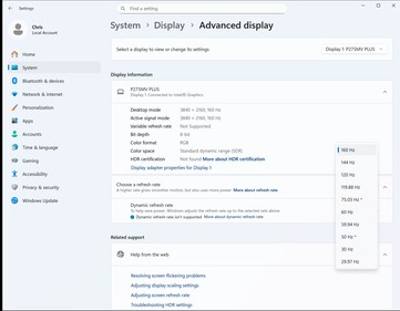 4K 和 160 Hz 是标准模式