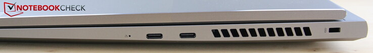 右：2个USB-C 3.2 Gen 2包括DisplayPort 1.4和Power Delivery 3.0，Kensington。