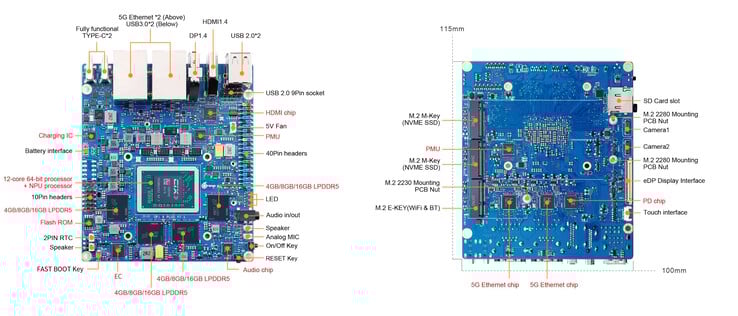 Raspberry Pi 5 竞争对手共有三个 M.2 插槽（图片来源：Orange Pi）