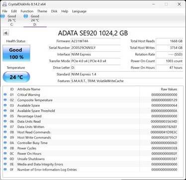 ATA SE920 支持 PCIe 4.0 x4
