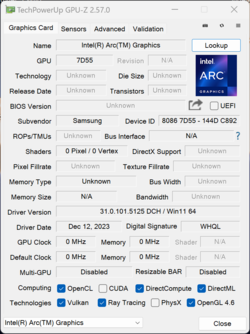 GPU-Z Intel Arc Graphics（7 个 Xe 内核）
