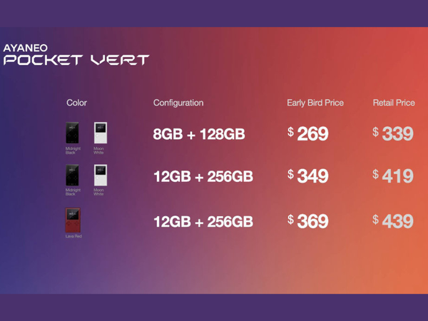 Pocket Vert 的早鸟价格将在 Ayaneo 网站上公布两周。(图片来源：Ayaneo）