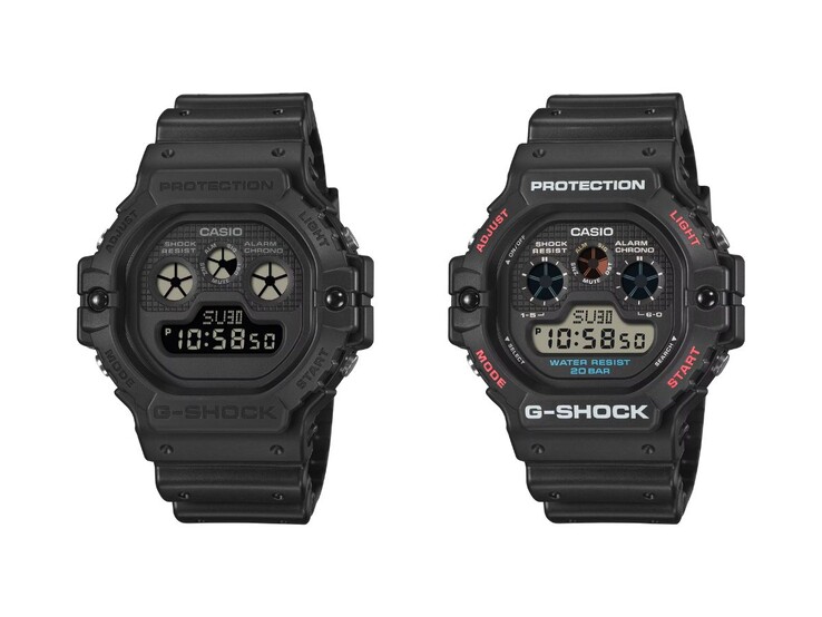 卡西欧 G-Shock DW-5900UBB-1（左）和 DW-5900U-1（右）手表。(图片来源：卡西欧）