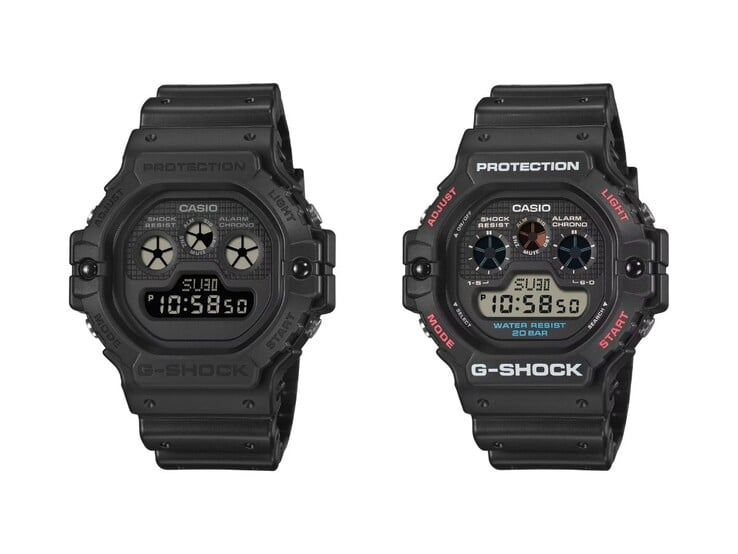 卡西欧 G-Shock DW-5900UBB-1（左）和 DW-5900U-1（右）手表。(图片来源：卡西欧）