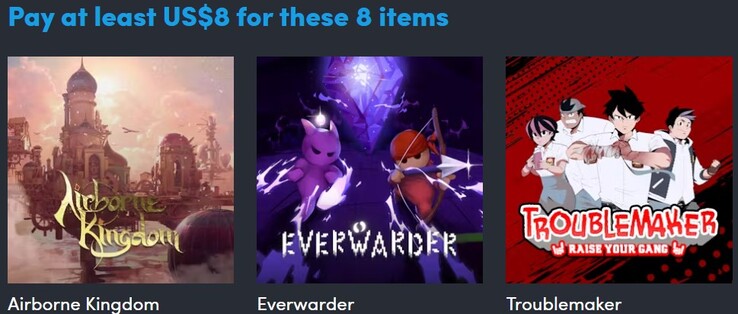 装饰图片。第一层包含 8 件物品（图片来源：Humble Bundle）