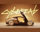 一张来自特斯拉CyberCab宣传视频的截图,展示了该车的侧面视图