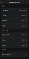 Zepp 应用程序中食品设置页面的截图。(图片来源：Zepp App）