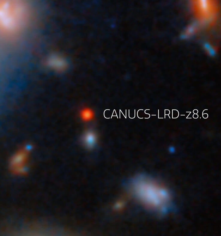 CANUCS-LRD-z8.6 的放大图像(图片来源:ESA/Webb、NASA & CSA、G. Rihtaršič 和 R. Tripodi;已裁剪)