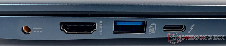 左边：1个电源，1个HDMI，1个USB Type-A Gen 3.2，1个带Thunderbolt 4的USB Type-C