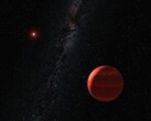 显示一颗红色系外行星的插图。