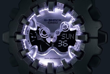 GA-V01 使用双 Super Illuminator 高亮度 LED 照亮表盘。(图片来源：卡西欧）