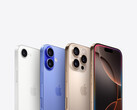 灰色背景下显示所有 iPhone 16 机型摄像头的宣传图片。(图片来源：Apple)