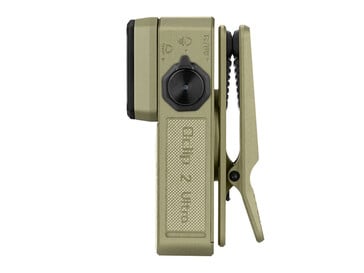 Olight Oclip 2 系列手电筒的侧面设有旋转选择开关和电源按钮。