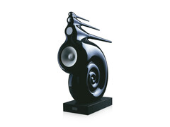 Bowers & Wilkins 著名落地式扬声器 Nautilus 的宣传图片，背景为白色。(图片来源：Bowers & Wilkins）