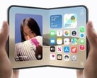 两只手各拿着一部 iPhone Duo,一部折叠,一部展开