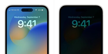 iPhone 14 Pro永远在线的显示屏模拟图。(图片来源：anonymous-A.S./MacRumors)