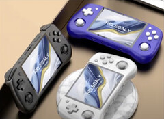 Helegaly 的新游戏掌机可能会推出三种配色。(图片来源：via Retro Handhelds）